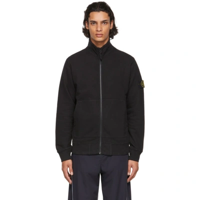 Shop Stone Island Black Zip-up Sweatshirt In V0029 Black