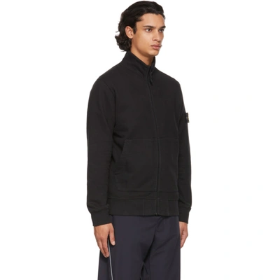 Shop Stone Island Black Zip-up Sweatshirt In V0029 Black