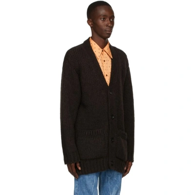 Shop Dries Van Noten Brown Wool Cardigan In 703 Brown