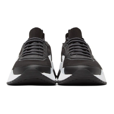 Shop Hugo Black Knit Atom Sneakers In 001 Black