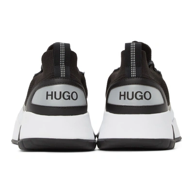 Shop Hugo Black Knit Atom Sneakers In 001 Black