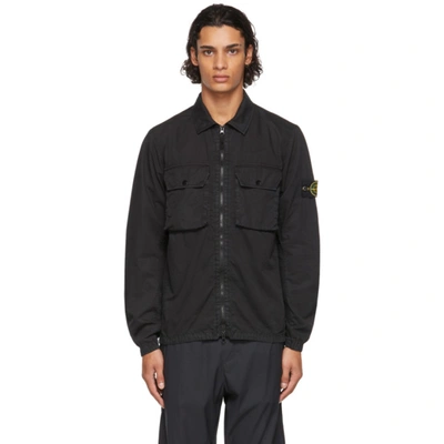 Stone Island Slim-fit Logo-appliquéd Brushed Cotton-canvas Jacket In Black  | ModeSens