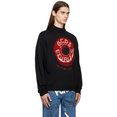 Shop Gcds Black Intarsia Candy Sweater In 02 Black