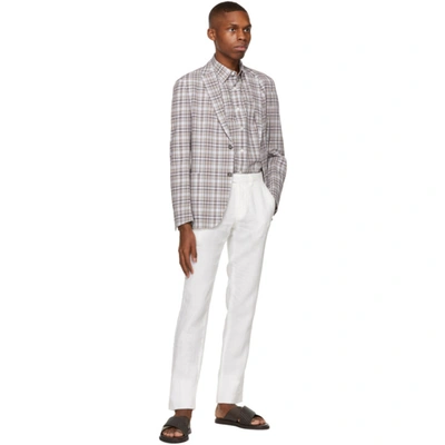 Shop Ermenegildo Zegna Multicolor Pure Cotton Blazer In 100 Natural