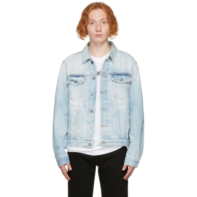 Shop Off-white Blue Denim Arrows Slim Jacket