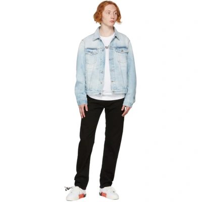 Shop Off-white Blue Denim Arrows Slim Jacket