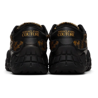 Shop Versace Jeans Couture Black Baroque Logo Sneakers In Eg89 Nero + Oro