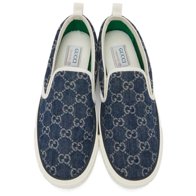 Shop Gucci Blue Denim ' Tennis 1977' Slip-on Sneakers In 4465 D.blue