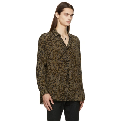 Shop Saint Laurent Beige & Black Silk Leopard Print Shirt In 3278 Leopard