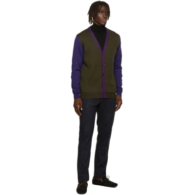 Shop Etro Green & Blue Wool Colorblock Cardigan In 0500 Verde