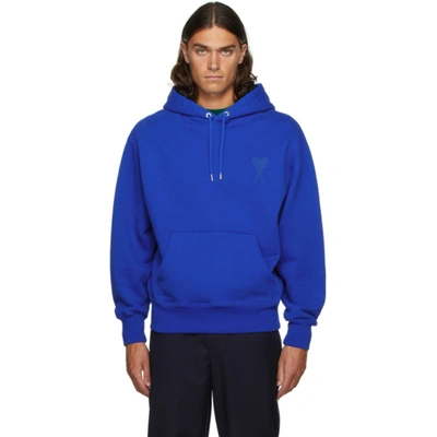 Shop Ami Alexandre Mattiussi Blue Ami De Cœur Oversize Hoodie In Bleu Roi.490