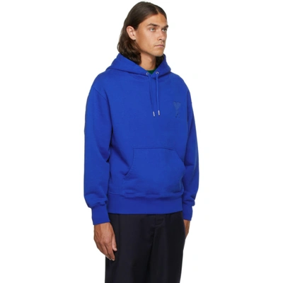 Shop Ami Alexandre Mattiussi Blue Ami De Cœur Oversize Hoodie In Bleu Roi.490