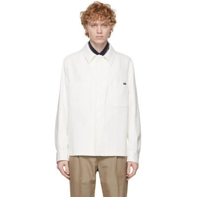 Shop Dunhill White Cotton Silk Gabardine Work Jacket In 123 Off White