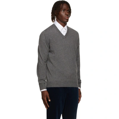 Shop Brunello Cucinelli Grey Cashmere V-neck Sweater In Co218 Piomb