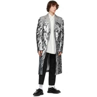 Shop Comme Des Garçons Homme Deux Silver Layered Inkjet Print Coat In 1 Silver