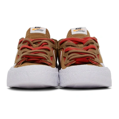 Shop Nike Brown Sacai Edition Blazer Low Sneakers In Lt British Tan/unive