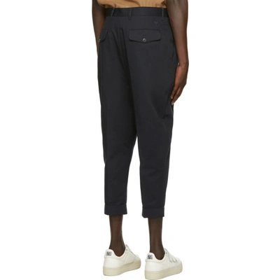 Shop Ami Alexandre Mattiussi Navy Oversized Carrot Fit Trousers In Navy/410