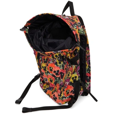 Shop Loewe Multicolor Pansies Roll Top Backpack In 1489 Black/multicolo