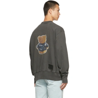 Shop We11 Done Grey Glow-in-the-dark Teddy Bear Sweatshirt In Charcoal