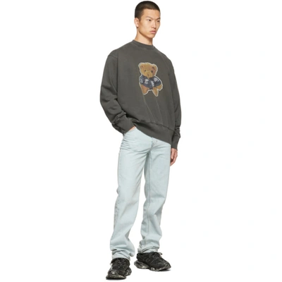 Shop We11 Done Grey Glow-in-the-dark Teddy Bear Sweatshirt In Charcoal