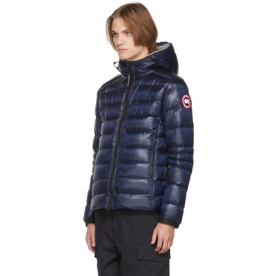 Shop Canada Goose Navy Down Hooded Crofton Jacket