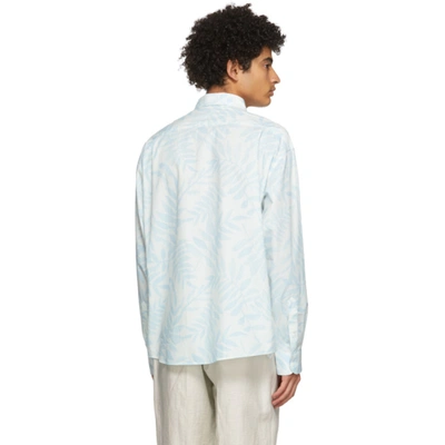 Shop Jacquemus White & Blue 'la Chemise Simon' Shirt In Print Blue Leaves