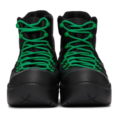 Shop Bottega Veneta Black & Green Puddle Bomber Boots In 1295 Black Grass