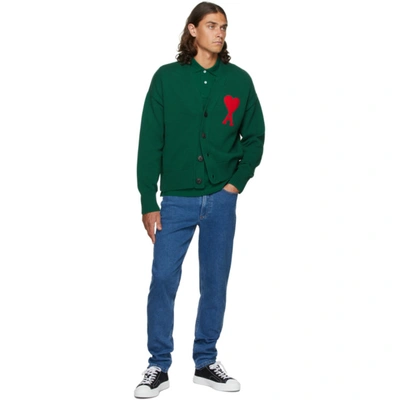 Shop Ami Alexandre Mattiussi Green Ami De Cœur Oversize Cardigan In Green - 300