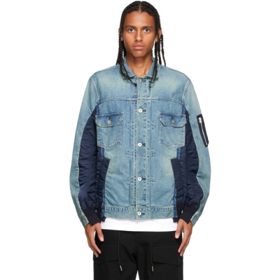 Underarm Contrast Panel Denim Shirt In Blue