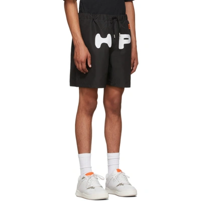 Shop Heron Preston Black Hp Print Shorts In Black White