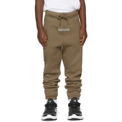 Shop Essentials Kids Taupe Fleece Lounge Pants In Harvest