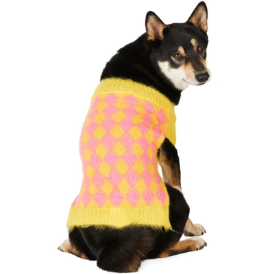Shop Ashley Williams Ssense Exclusive Yellow & Pink Intarsia Mohair Sweater In Yellow/pink