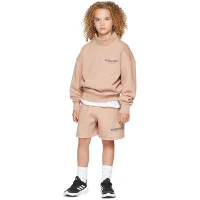 Essentials Kids Pink Fleece Shorts In Matte Blush | ModeSens