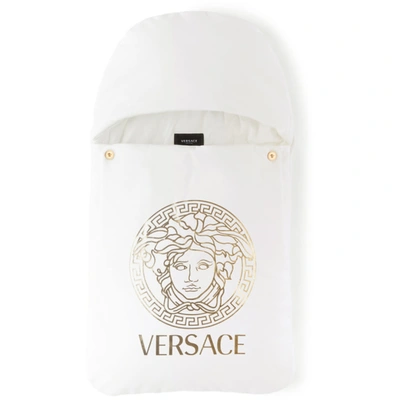 Shop Versace Baby White Medusa Nest Sleeping Bag