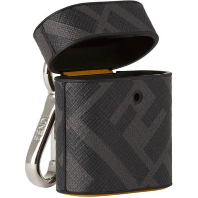 Shop Fendi Black & Yellow 'ff' Airpods Case In F0r2a Nero