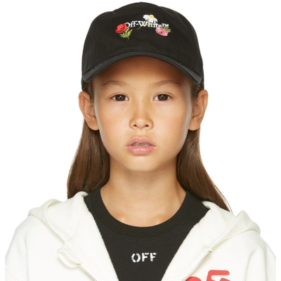 Shop Off-white Kids Black Flower Baseball Cap In Black/multi