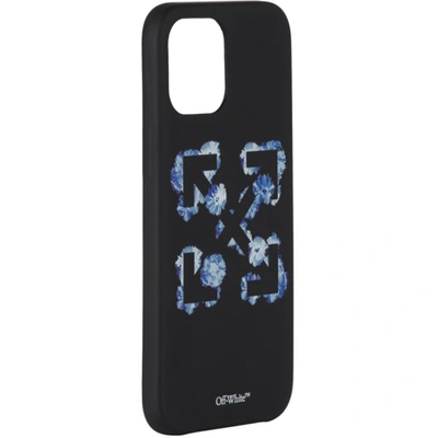 Shop Off-white Black & Blue Floral Arrows Iphone 12 Pro Max Case In Max Black Blue