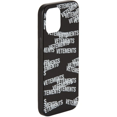 Shop Vetements Black Stamped Logo Iphone 12 Pro Max Case