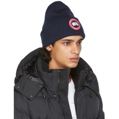 Shop Canada Goose Navy Arctic Disc Beanie In Navy Heather