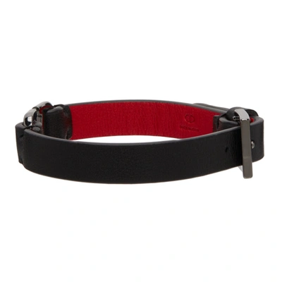 Shop Valentino Black Calfskin Vlogo Bracelet In 0sm Nero/rouge Pur