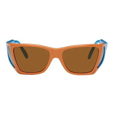 Shop Jw Anderson Orange & Blue Persol Edition Wide Frame Sunglasses In 115033 Orange