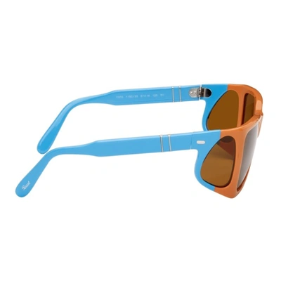 Shop Jw Anderson Orange & Blue Persol Edition Wide Frame Sunglasses In 115033 Orange
