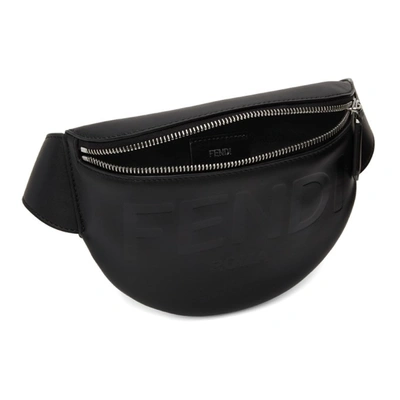 Shop Fendi Black Logo Belt Bag In F0gxn - Ner