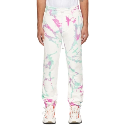 Shop Amiri White Tie Dye Lounge Pants In Pea/ice/blanc-14 oz