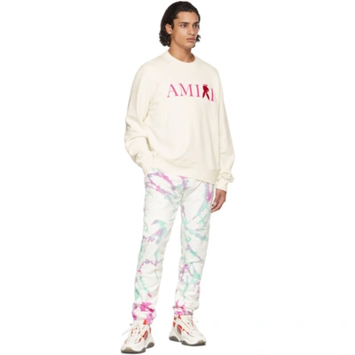 Shop Amiri White Tie Dye Lounge Pants In Pea/ice/blanc-14 oz