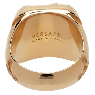 Shop Versace Gold Medusa Signet Ring In 3j000 Gold
