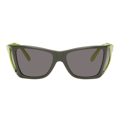 Shop Jw Anderson Green Persol Edition Wide Frame Sunglasses In 1151b1 Dark Green