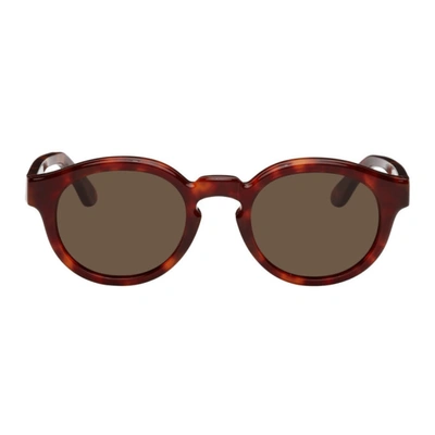 Shop Han Kjobenhavn Red & Tortoiseshell Dan Sunglasses In Amber Tortoise
