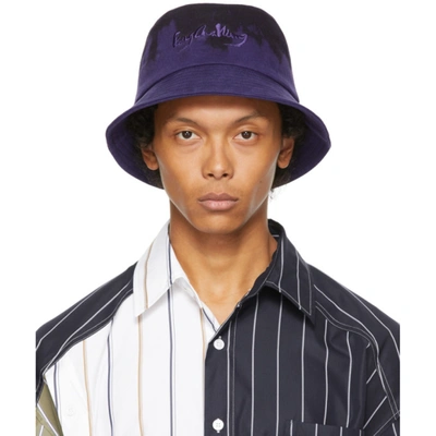 Shop Feng Chen Wang Purple & Black Tie Dye Bucket Hat In Black/purple