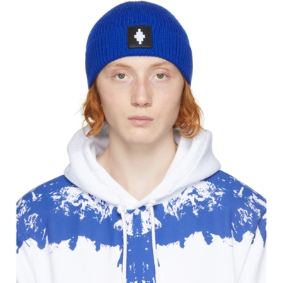 Shop Marcelo Burlon County Of Milan Blue Cross Patch Beanie